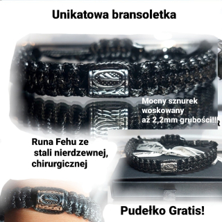 FEHU RÚNOVÝ NÁRAMOK, OCELOVÝ, MAKRÁMOVÁ ŠŤUNKA, VYROBENÁ NA VEĽKOSŤ ALEBO ŠÍRKU 18 cm HIT